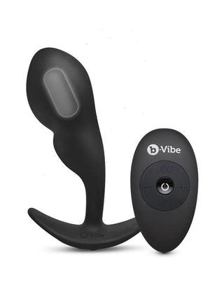 B-Vibe Remote Control P-Spot Rechargeable Silicone Snug Plug 145g - Black