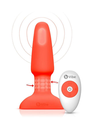 B-Vibe Rimming Plug 2 Rechargeable Silicone Anal Plug with Remote - Orange