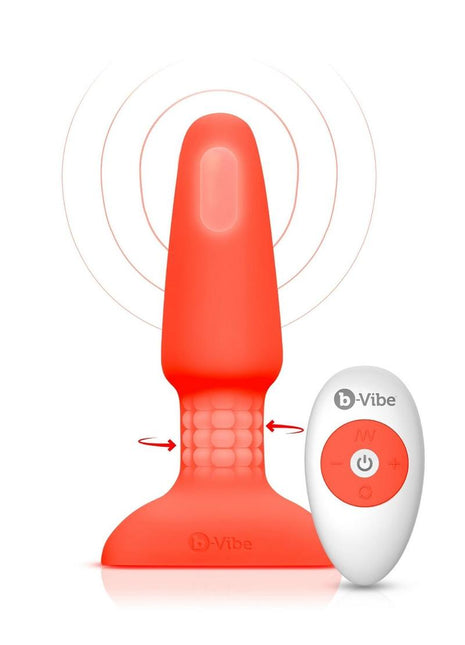 B-Vibe Rimming Plug 2 Rechargeable Silicone Anal Plug with Remote - Orange
