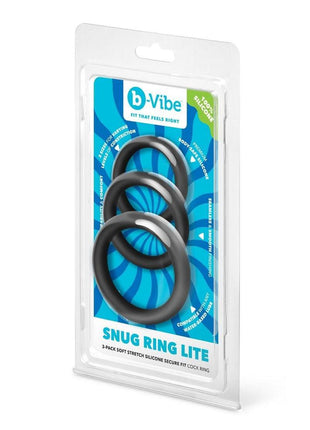 B-Vibe Snug Ring Lite Silicone Cock Ring - Black - 3 Pack