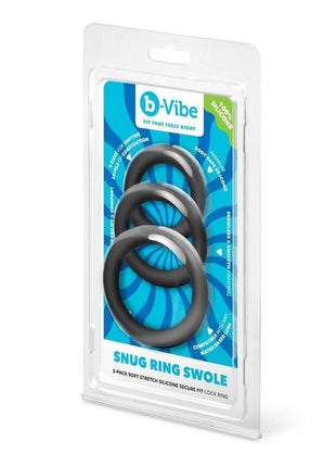 B-Vibe Snug Ring Thick Silicone Cock Ring - Black - 3 Pack