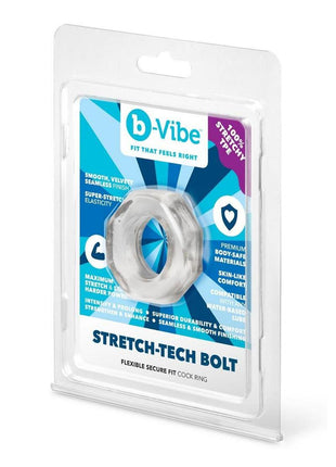 B-Vibe Stretch Tech Bolt Ultra Stretchy Cock Ring - Clear