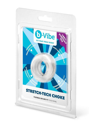B-Vibe Stretch Tech Choke Cock Ring - Clear