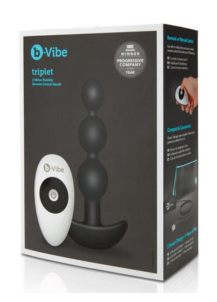 B-Vibe Triplet Anal Beads Rechargeable Silicone Beads with Remote Control - Black