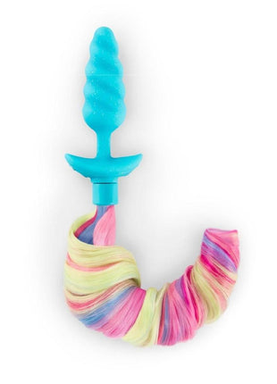 B-Vibe Unicorn Vibrating Plug with Tail - Rainbow
