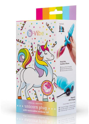 B-Vibe Unicorn Vibrating Plug with Tail - Rainbow