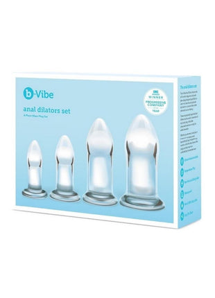 B-Vibes Anal Dilators Glass Plug - Clear - 4 Per Set/Set