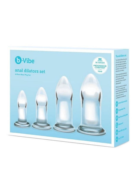 B-Vibes Anal Dilators Glass Plug - Clear - 4 Per Set/Set