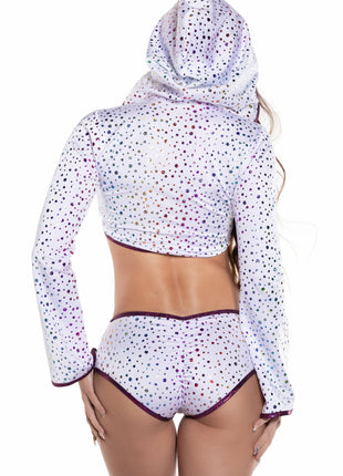 Rainbow Confetti Hoodie Set Rave Festival Dancewear