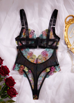 Ladies Rose Embroidery Teddy