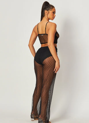 Camile See Through Crop Top & Pants Set