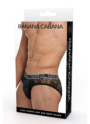 Banana Cabana Lace Nights Low Rise Brief - Black - Large/XLarge