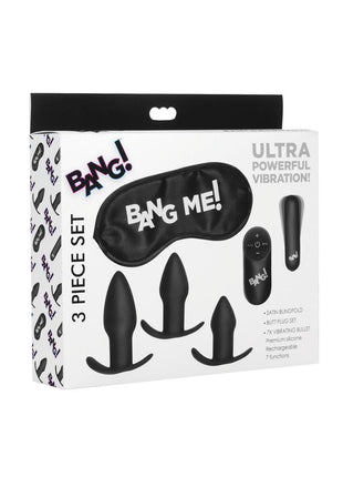 Bang! Backdoor Adventure Rechargeable Silicone Butt Plug Kit - Black - Set Of 5