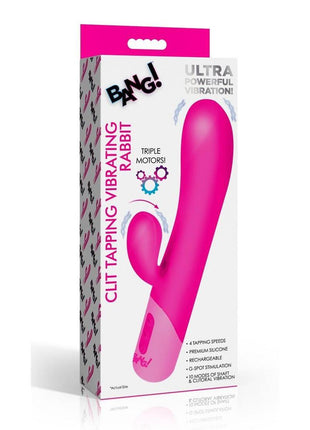 Bang! Clit Tapping Rechargeable Silicone Rabbit Vibrator - Pink