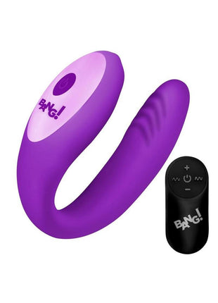 Bang! Gyrating G-Spot Rechargeable Silicone Dual Stimulating Vibrator with Remote - Purple