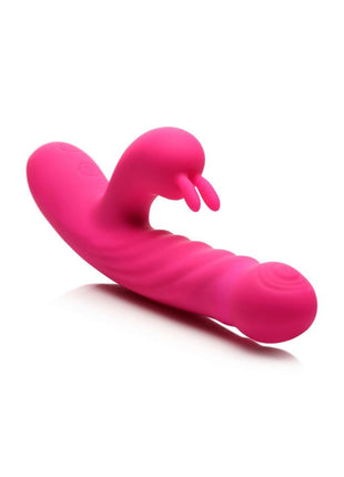 Bang! Thrusting and Vibrating Rechargeable Silicone Rabbit Vibrator - Pink