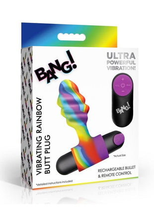 Bang Vibrating Rainbow Butt Plug Silicone Rechargeable - Multicolor