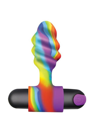 Bang Vibrating Rainbow Butt Plug Silicone Rechargeable - Multicolor