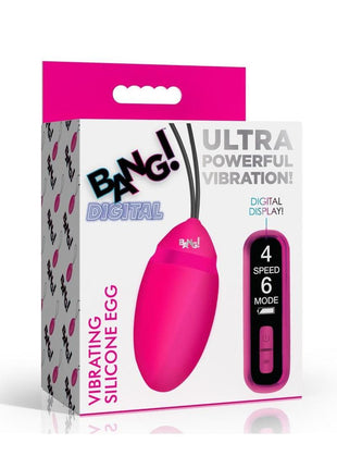 Bang! Vibrating Rechargeable Silicone Egg with Digital Remote Control - Pink