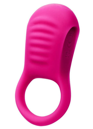 Basic Essentials Rechargeable Ridge Rider Silicone Cock Ring - Pink