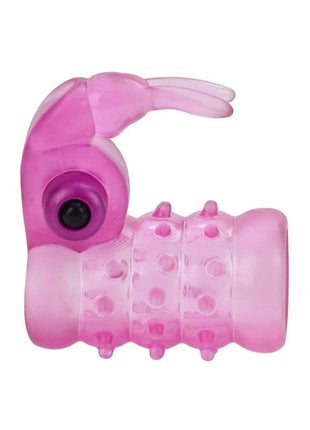 Basic Essentials Stretchy Vibrating Bunny Enhancer Cock Ring with Clitoral Stimulation