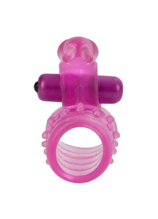 Basic Essentials Stretchy Vibrating Bunny Enhancer Cock Ring with Clitoral Stimulation
