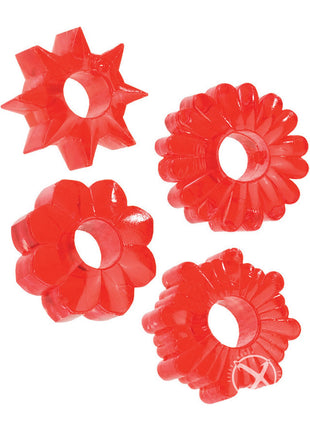 Basic Essentials Super Stretchy Enhancer Cock Rings - Assorted Colors/Red