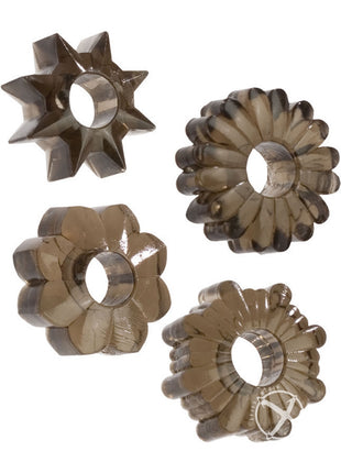Basic Essentials Super Stretchy Enhancer Cock Rings - Assorted Colors/Smoke
