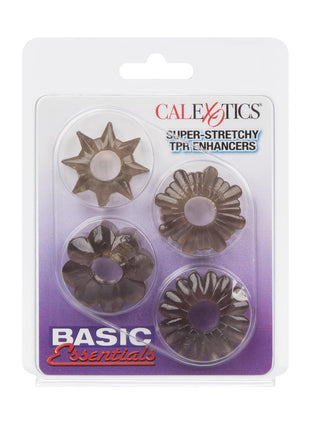 Basic Essentials Super Stretchy Enhancer Cock Rings - Assorted Colors/Smoke