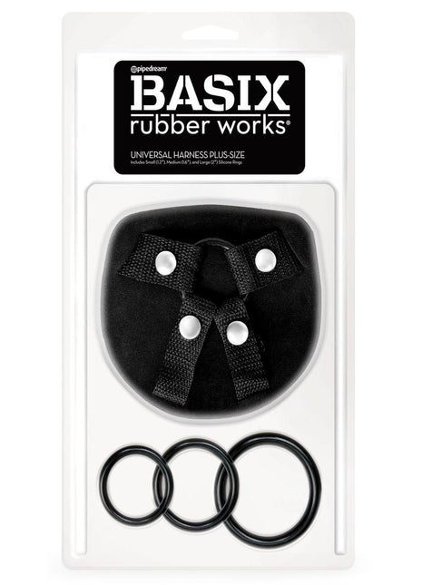 Basix Rubber Works Universal Harness - Black - Plus Size