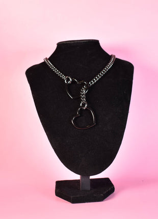 Gunmetal + Black Heart Ring Slip Chain