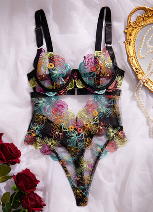 Ladies Rose Embroidery Teddy