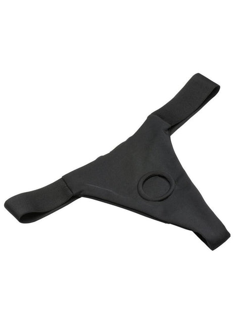Bedroom Bliss ChÃ©rie Thong Strap-On Panty Harness - Black - Large