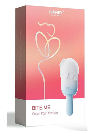 Bite Me Sucking Tapping and Vibrating Silicone Rechargeable Cream Pop Stimulator - Blue/White