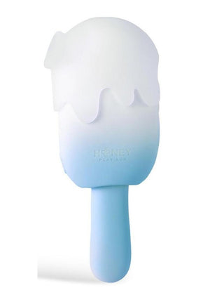 Bite Me Sucking Tapping and Vibrating Silicone Rechargeable Cream Pop Stimulator - Blue/White