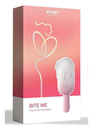 Bite Me Sucking Tapping and Vibrating Silicone Rechargeable Cream Pop Stimulator - Pink/White
