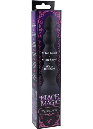Black Magic Ribbed Waterproof Vibrator - Black - 7in