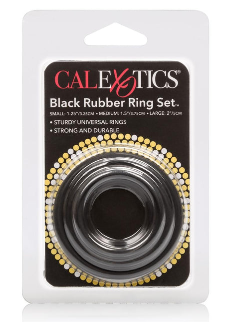 Black Rubber Cock Rings - Black - 3 Piece Set