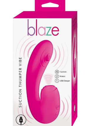 Blaze Suction Thumper Rechargeable Silicone Vibrator Clitoral Stimulator - Pink