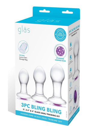 Bling Bling Glass Anal Training Kit - Clear - 3 Piece