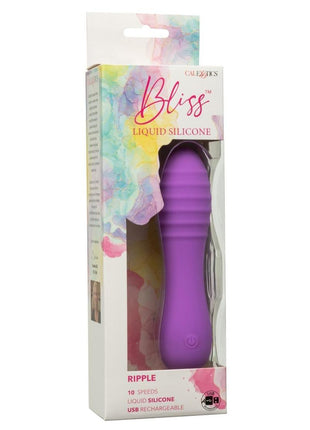 Bliss Liquid Silicone Ripple Rechargeable Vibrator with Clitoral Stimulator - Purple