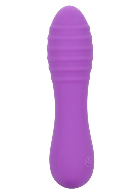 Bliss Liquid Silicone Ripple Rechargeable Vibrator with Clitoral Stimulator - Purple