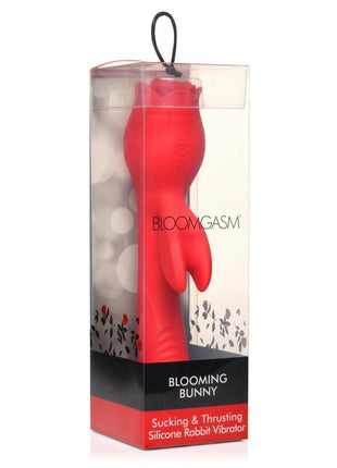 Bloomgasm Blooming Bunny Sucking and Thrusting Silicone Rechargeable Rabbit Vibrator - Red