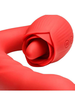 Bloomgasm Boom Bloom Thrusting and Licking Rechargeable Silicone Rose Vibrator