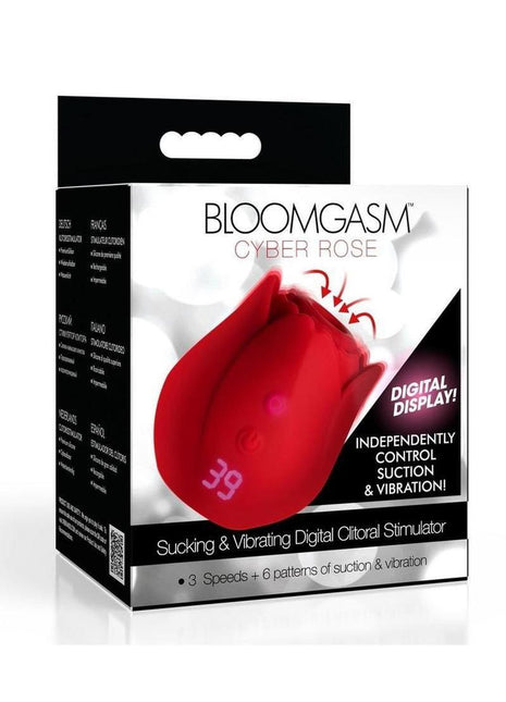 Bloomgasm Cyber Rose Sucking and Vibrating Digital Rechargeable Silicone Clitoral Stimulator - Red