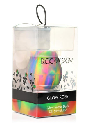 Bloomgasm Glow Rose Rechargeable Silicone Glow In The Dark Rose Clit Stimulator - Glow In The Dark/Multicolor