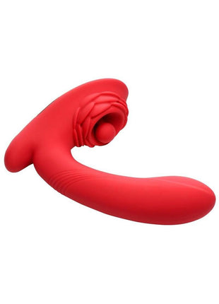 Bloomgasm Petal Twirl Clit Massaging Rechargeable Silicone Vibrator - Red