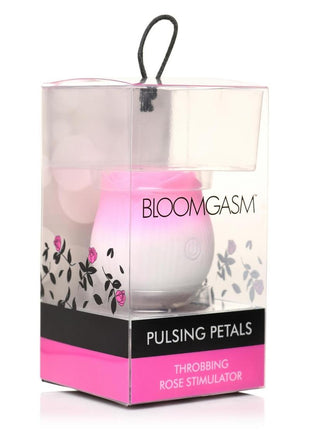 Bloomgasm Pulsing Petals Throbbing Silicone Rechargeable Rose Stimulator - Pink/White