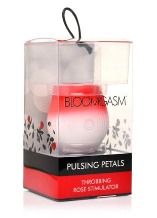 Bloomgasm Pulsing Petals Throbbing Silicone Rechargeable Rose Stimulator - Red/White
