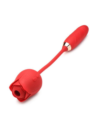 Bloomgasm Romping Rose 10x Rechargeable Silicone Suction Rose and Thrusting Vibrator